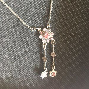 Necklace  with pink or red diamonds